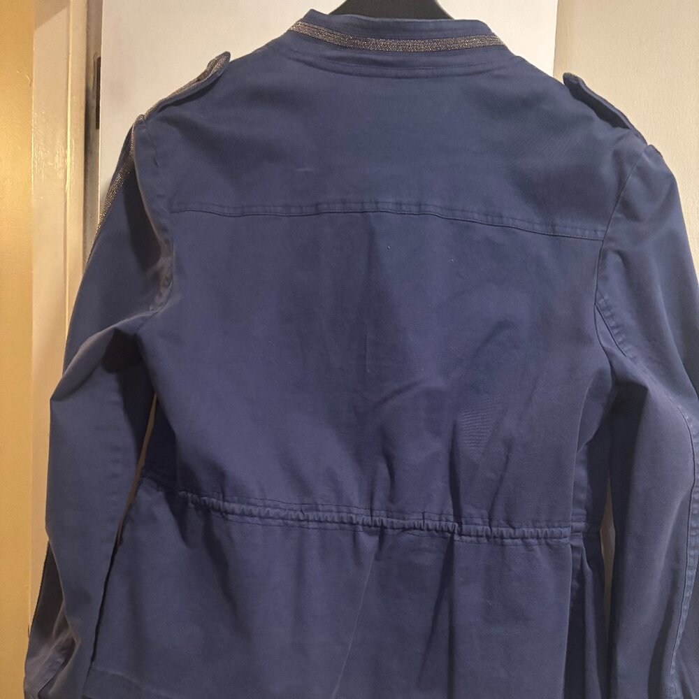 Boden Blue Denim Military collared women jacket with Embellished stripe - Picture 14 of 15